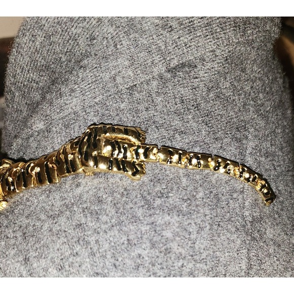 Vtg Gold-tone Articulated Tiger Brooch Green Eyes Black Enamel Stripes - Picture 7 of 11